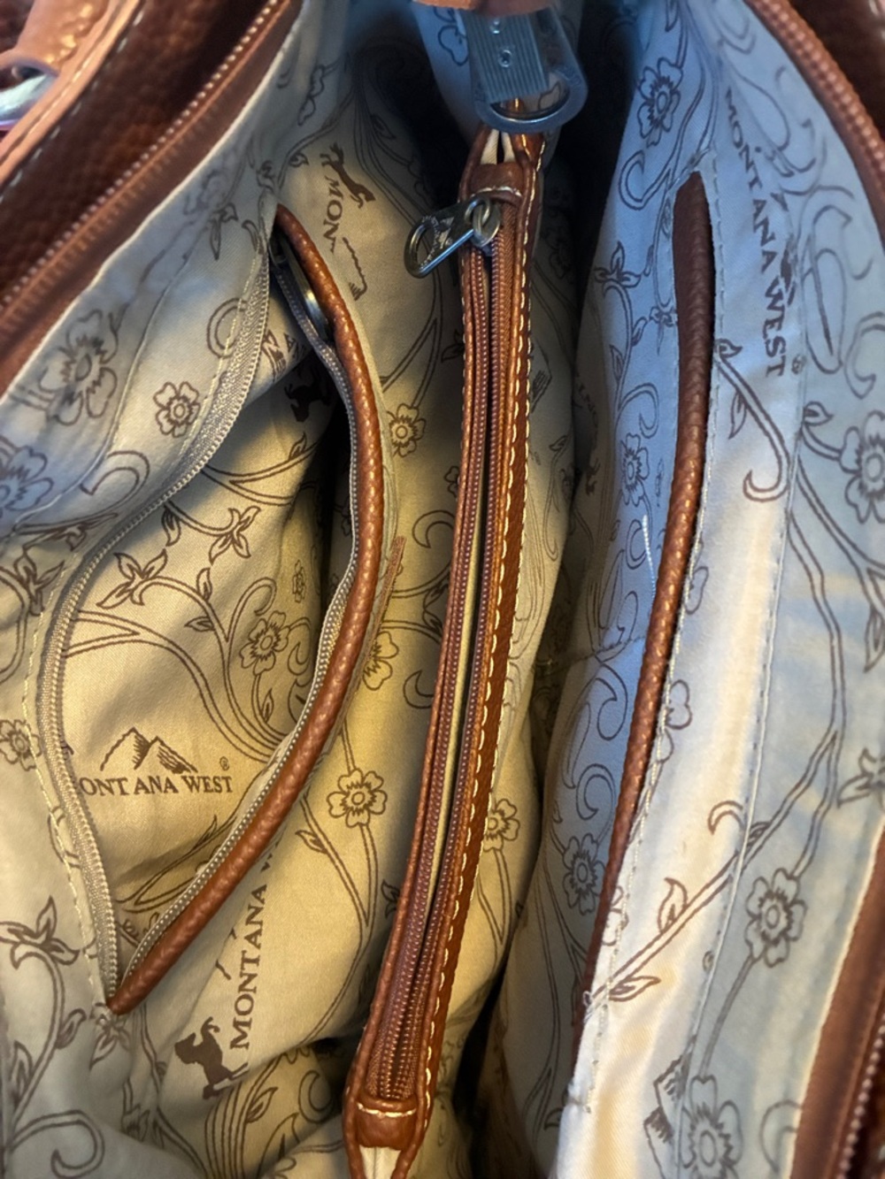 Tooled Floral Brown Shoulder Bag by Montana West - Picture 4 of 5